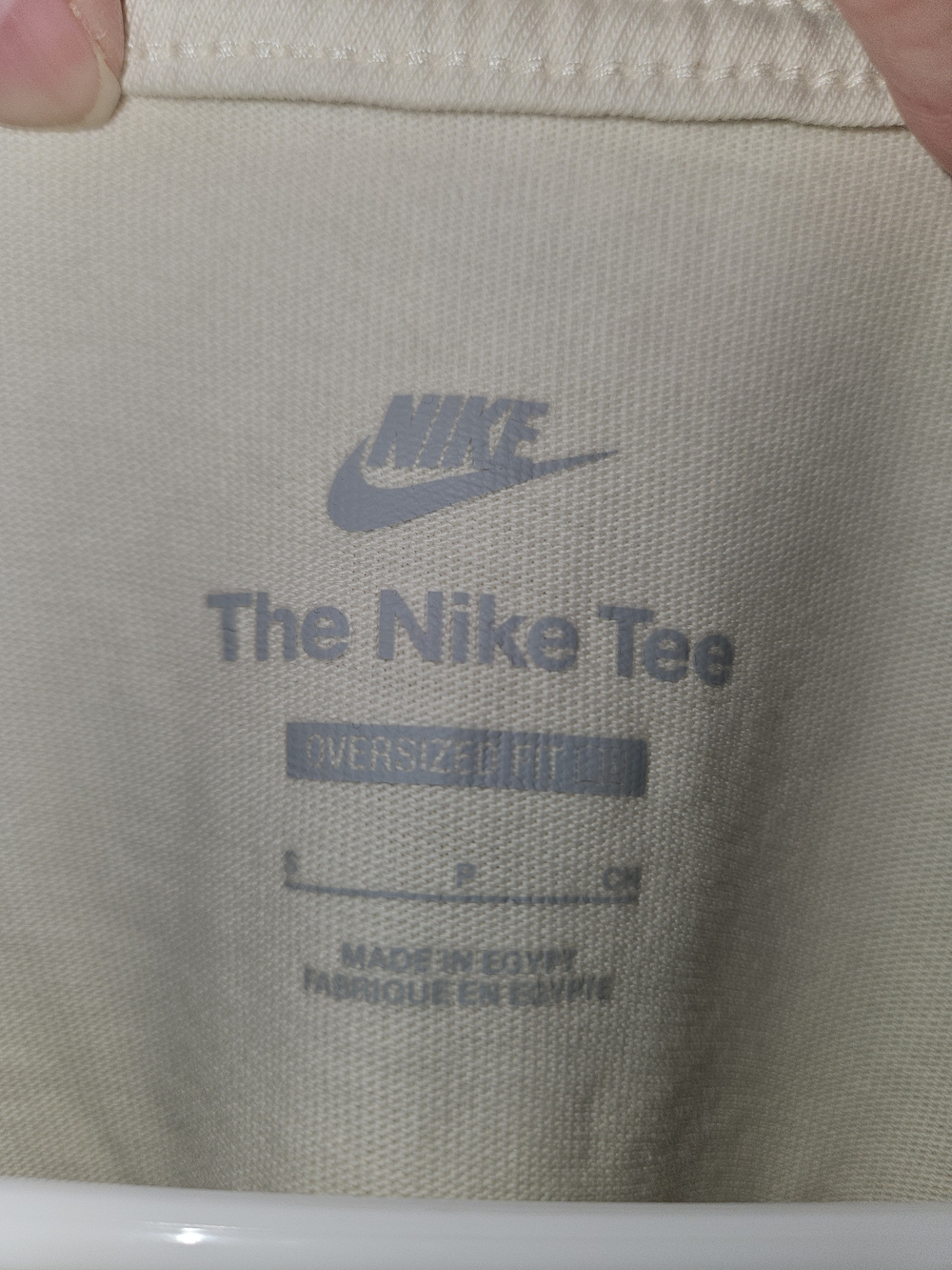 Nike Women’s Cream Short Sleeve Crewneck Tee with Black Swoosh - Picture 3 of 3